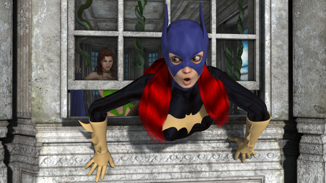 Обои картинки фото 3д графика, юмор , humor, девушка, фон, взгляд