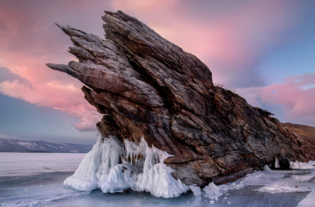 Обои картинки фото природа, побережье, байкал, мыс, острова, огой, хвост, дракона, на, закате