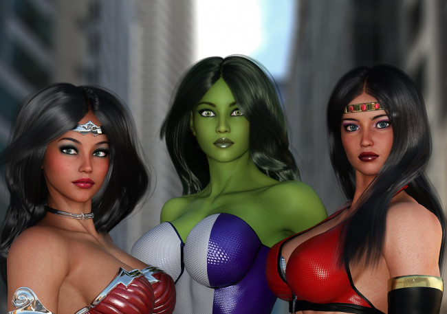 Обои картинки фото 3д графика, фантазия , fantasy, девушки, взгляд, фон