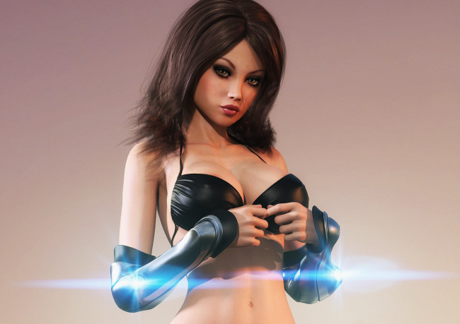 Обои картинки фото 3д графика, люди , people, фон, взгляд, девушка