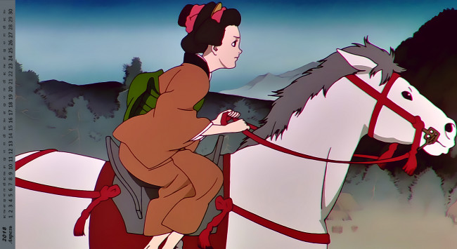 Обои картинки фото календари, аниме, девушка, лошадь