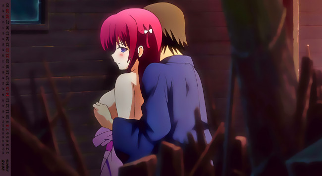 Обои картинки фото календари, аниме, девушка, парень, ласка