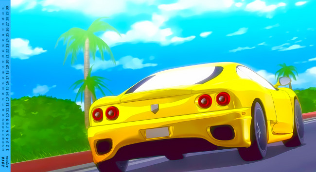 Обои картинки фото календари, рисованные,  векторная графика, машина