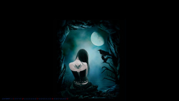 Картинка календари фэнтези луна тату девушка птица