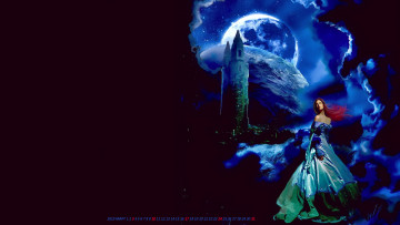 Картинка календари фэнтези замок девушка планета