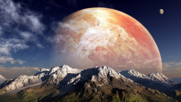 Картинка космос арт планета горы