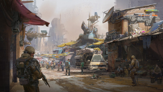 Обои картинки фото фэнтези, иные миры,  иные времена, солдаты, улица, военные