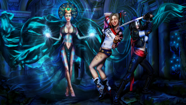 Обои картинки фото рисованное, комиксы, девушки, фон, взгляд, униформа