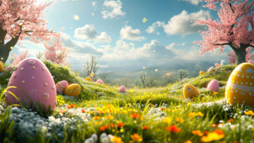 обоя праздничные, пасха, яйца