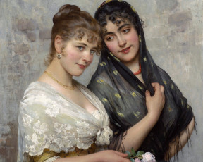 обоя эжен, фон, блаас, венецианские, красавицы, рисованные, eugene, de, blaas