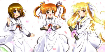 Картинка аниме mahou shoujo lyrical nanoha takamachi yagami hayate fate testarossa magical girl