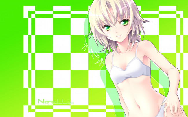 Обои картинки фото аниме, *unknown, другое, девушка, короткие, волосы, светлые, зелёные, глаза