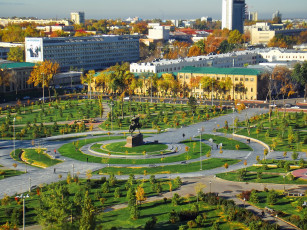 обоя города, ташкент, узбекистан, сквер, памятник, амир, темур