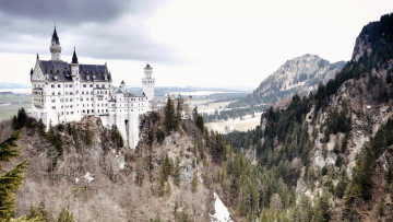 Картинка замок нойшванштайн германия города лес небо