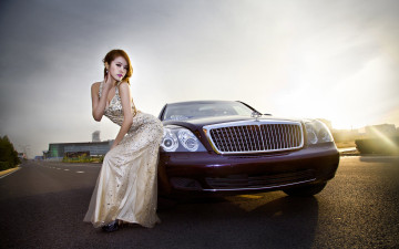 Картинка автомобили авто девушками взгляд рыжая платье автомобиль девушка