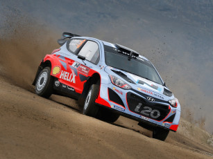 Картинка спорт авторалли hyundai i20 песок скорость wrc 2014