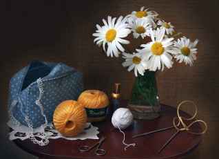 Картинка цветы ромашки нитки