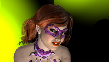 Картинка 3д+графика portraits+ портрет маска улыбка взгляд девушка