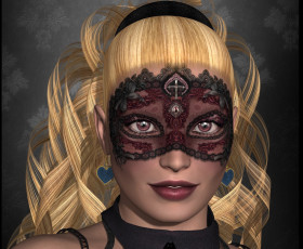 Картинка 3д+графика портрет+ portraits серги девушка взгляд фон блондинка маска