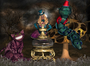 Картинка 3д+графика фантазия+ fantasy гриб зелье луна существа шляпа фон взгляд девушка