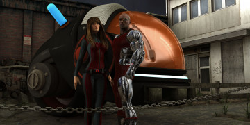 Картинка 3д+графика фантазия+ fantasy фон киборг девушка взгляд