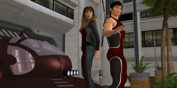 Картинка 3д+графика фантазия+ fantasy взгляд девушка оружие парень фон