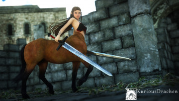 Картинка 3д+графика существа+ creatures оружие эльфийка минотавр