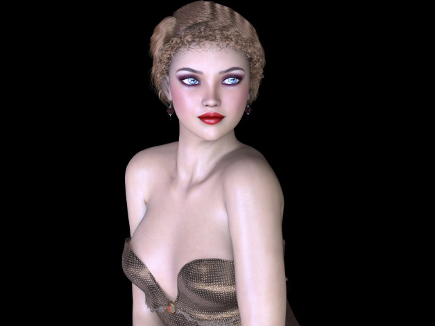 Обои картинки фото 3д графика, люди , people, взгляд, фон, девушка