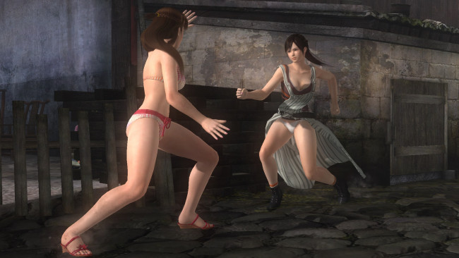 Обои картинки фото 3д графика, аниме , anime, драка, фон, взгляд, девушки