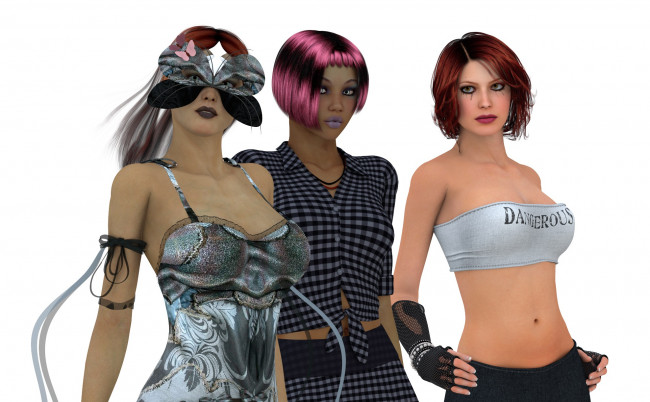 Обои картинки фото 3д графика, люди , people, фон, взгляд, девушки