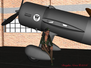 Картинка 3д+графика люди+ people фон взгляд девушка самолет