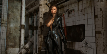 Картинка 3д+графика фантазия+ fantasy девушка фон взгляд оружие