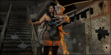 Картинка 3д+графика фантазия+ fantasy девушка взгляд фон существо