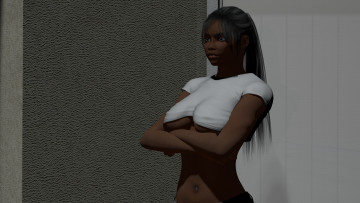 обоя 3д графика, люди , people, девушка, взгляд, фон