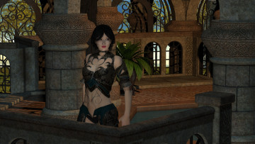 Картинка 3д+графика люди+ people оружие фон взгляд девушка