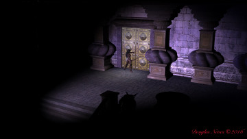 Картинка newbie+andes+tkhe+ansient+alienia 3д+графика фантазия+ fantasy фон взгляд эльфийка оружие грудь