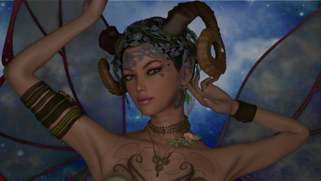 Обои картинки фото 3д графика, существа , creatures, кастаника, взгляд, фон