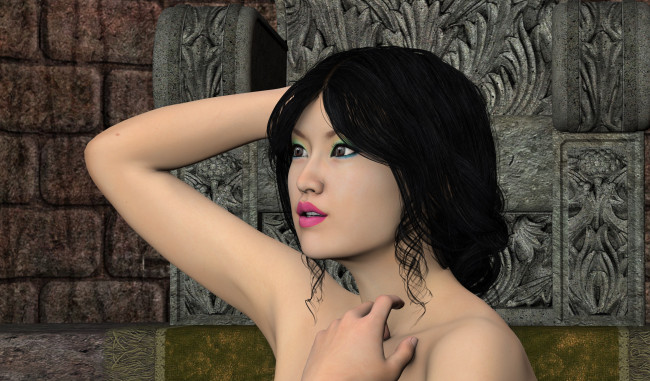 Обои картинки фото 3д графика, портрет , portraits, фон, взгляд, девушка