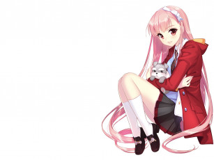 Картинка аниме животные +существа девушка взгляд фон