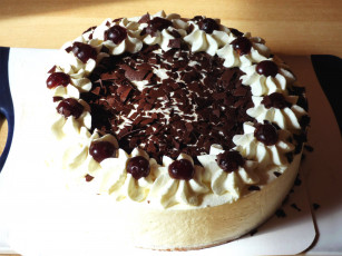 Картинка еда торты вишни шоколад крем