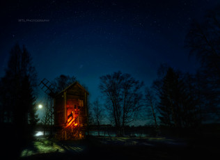 Картинка разное мельницы ночь мельница