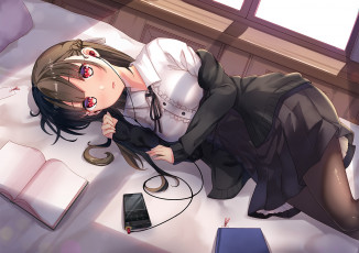 Картинка аниме музыка фон взгляд девушка