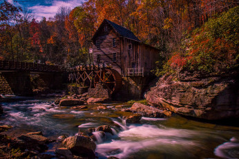 Картинка разное мельницы река лес