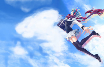 обоя аниме, fuuka, девушка, взгляд, фон