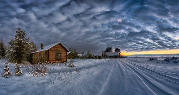 Картинка города -+пейзажи снег облака