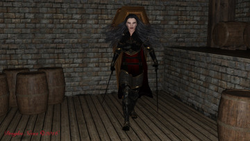 Картинка 3д+графика существа+ creatures девушка взгляд фон вампир оружие