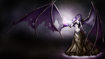 Картинка фэнтези демоны девушка фон крылья рога