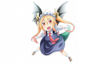 Картинка аниме miss+kobayashi`s+dragon+maid девушка взгляд фон