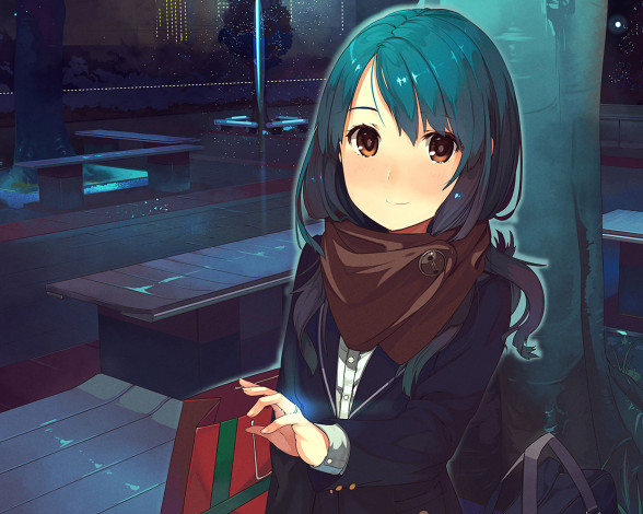 Обои картинки фото аниме, unknown,  другое, девушка, взгляд, фон