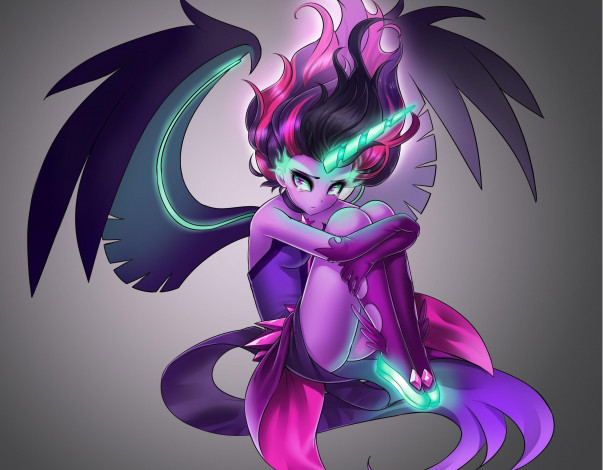 Обои картинки фото аниме, ангелы,  демоны, девушка, взгляд, фон